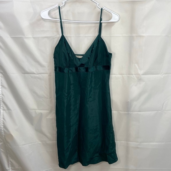 Vintage Victoria's Secret 1990s‎ emerald green satin chemise slip dress lingerie